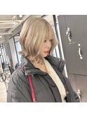 ミルクティーボブハイトーンボブケアブリーチダブルカラー