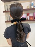 ローポニーアレンジ結婚式成人式卒業式ヘアセット×小野ふゆり