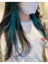 ガリカ 渋谷(Gallica)&nbsp;【神山未来】艶感ベージュ×エメラルドグリーン/インナーカラー