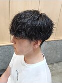 メンズマッシュ緩め波巻きツイストスパイラルパーマ群馬高崎眉毛