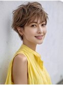☆ホワイトグレージュミニウルフデジタルパーマチェリーブラウン