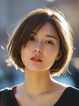 柔らかショートボブ × アッシュブラウン