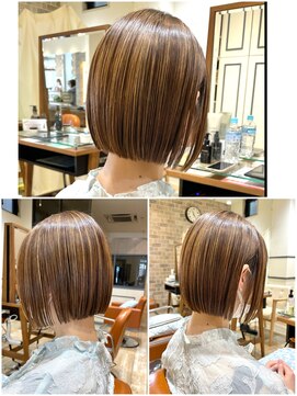 ネオリーブエム(Neolive em;) オシャレ切りっぱなしボブ☆ハイライト入り☆
