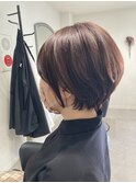 ショートボブ×ピンクブラウン