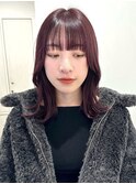 こなれミディイメチェン前髪レイヤーラベンダー暖色ブリーチなし