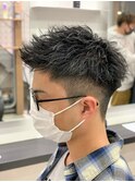 アップバング短髪ツイストスパイラルブリーチパーマツイスパ