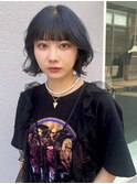 ボブ:顔周りレイヤー/顎ラインボブ/ブルーブラック/ダークブルー