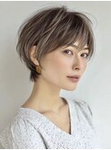 白髪ぼかし脱白髪染め似合わせショートボブ40代50代60代♪