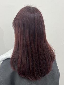 アウラ(AURA) ブリーチなしダブルカラーレッドカラー暖色カラーピンクボルドー