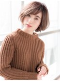 大人ショートボブ×グレージュ×デザインカラー[横浜駅]