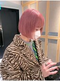 【柴田優香】派手髪ピンクベージュ/小顔ライン/ぷつっとボブ