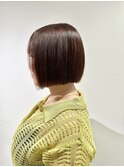 オレンジブラウンカラー×切りっぱなしボブ