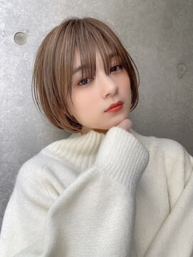 エニ 自由が丘(ENi) 黒髪/グレーベージュ/レイヤーロング/前髪パーマ[自由が丘駅]