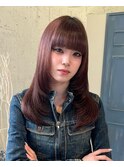 レイヤーカット/顔周りレイヤー/ボルドーカラー/ウルフカット
