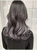 ダークグレージュ×シルバーカラー　グラデーションカラー/韓国