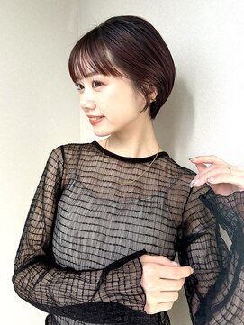 ノラ ギンザ(NORA GINZA) 丸みショートマッシュコンパクト黒髪ベージュショート前髪あり