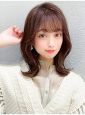 シャギーレイヤーロング韓国ワンホンヘアシースルーぱっつん前髪