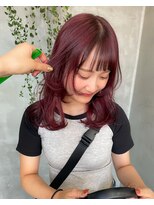 テトヘアー(teto hair) チェリーレッド ワインレッド カシスカラー レイヤー 赤