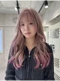エンドカラー/レイヤーカット/ホワイトピンクベージュ
