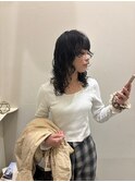 ウェット質感ミディパーマ
