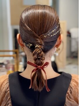 フォーエス(4S) タイト編み下ろし ~結婚式お呼ばれヘアアレンジ~