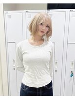 チェレ ブラン 堺東店(Chere brun) ハッシュレイヤーボブ×ハイトーンカラー×ホワイトベージュ