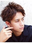 ショートレイヤー ツーブロック くせ毛風パーマ アップバング 17