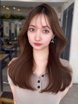 コート 表参道(Cote) 韓国ヘア 2wayバング 顔まわりカットNo.1 レイヤー グレージュ