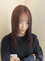 ヘアー アイス 御器所本店(HAIR ICI) ブリーチなしカラーチェリーレッド夏カラーレイヤー赤カラー