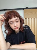 大前晴奈オレンジブラウンオン眉暖色カラー秋ミディアムヘア