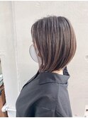 【RICCA aya】前下がりボブにハイライトでモーヴグレー