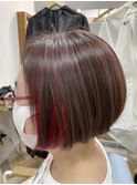 ブリーチ+インナーカラーに赤ハイライト×白髪染めも人気◎