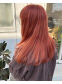 オレンジカラー ケアブリーチ 大人かわいい セミロング