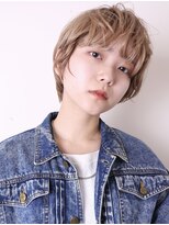 ヨファ ヘアー 芦屋店(YOFA hair) 黒髪からハイトーンショート前髪パーマグレーベージュ1203