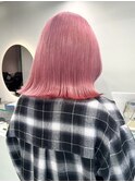 ダブルカラーピンクベージュピンクブラウンカラーレイヤーカット