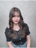 暗色　オフィスカラー　ロング　ツヤ感　艶髪ロングヘア