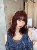 red  brown×layer cut