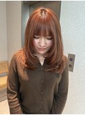 【KASUMI天神美容室】オレンジブラウン×ミディアムレイヤー