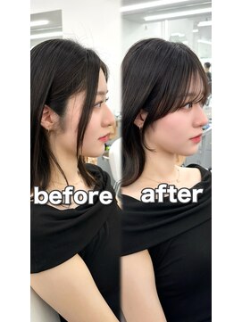 アマトウキョウ アユンチェ(AMA TOKYO×AYUNCHE) 前髪顔まわり韓国ヘアレイヤーカットサイドバンク2wayバンク韓国