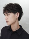 センターパートフェザーパーマニュアンスパーマツーブロック