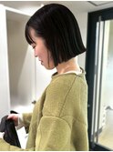 切りっぱなしボブ 黒髪 ダークブラウン ストレート 20代 艶髪