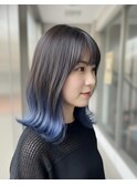 大人可愛い20代30代40代ブルーグラデーション