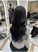 暗染めネイビーブラック × 艶巻き髪！【福田れん】博多美容室