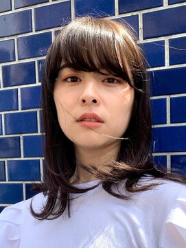 キース ヘアアンドメイク 恵比寿(kith. hair&make) 重めバング/ミディアム/レイヤーカット/シアーグレージュ