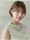 小顔ヘア/大人ボブ/ヌーディーカラー/シースルーバング