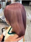 ダブルカラーピンクベージュベージュカラーケアブリーチレイヤー