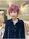 ベリーショートレッドヘアy2kダブルカラーケアブリーチ
