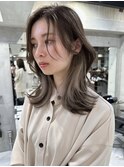 韓国ヘアグレージュカラーブリーチ無し髪質改善イヤリングカラー