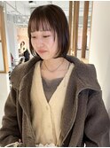 "久保田"ニュアンス内巻き軽めボブブリーチなしオリーブベージュ