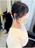顔まわりレイヤー/艶髪/黒髪ロング